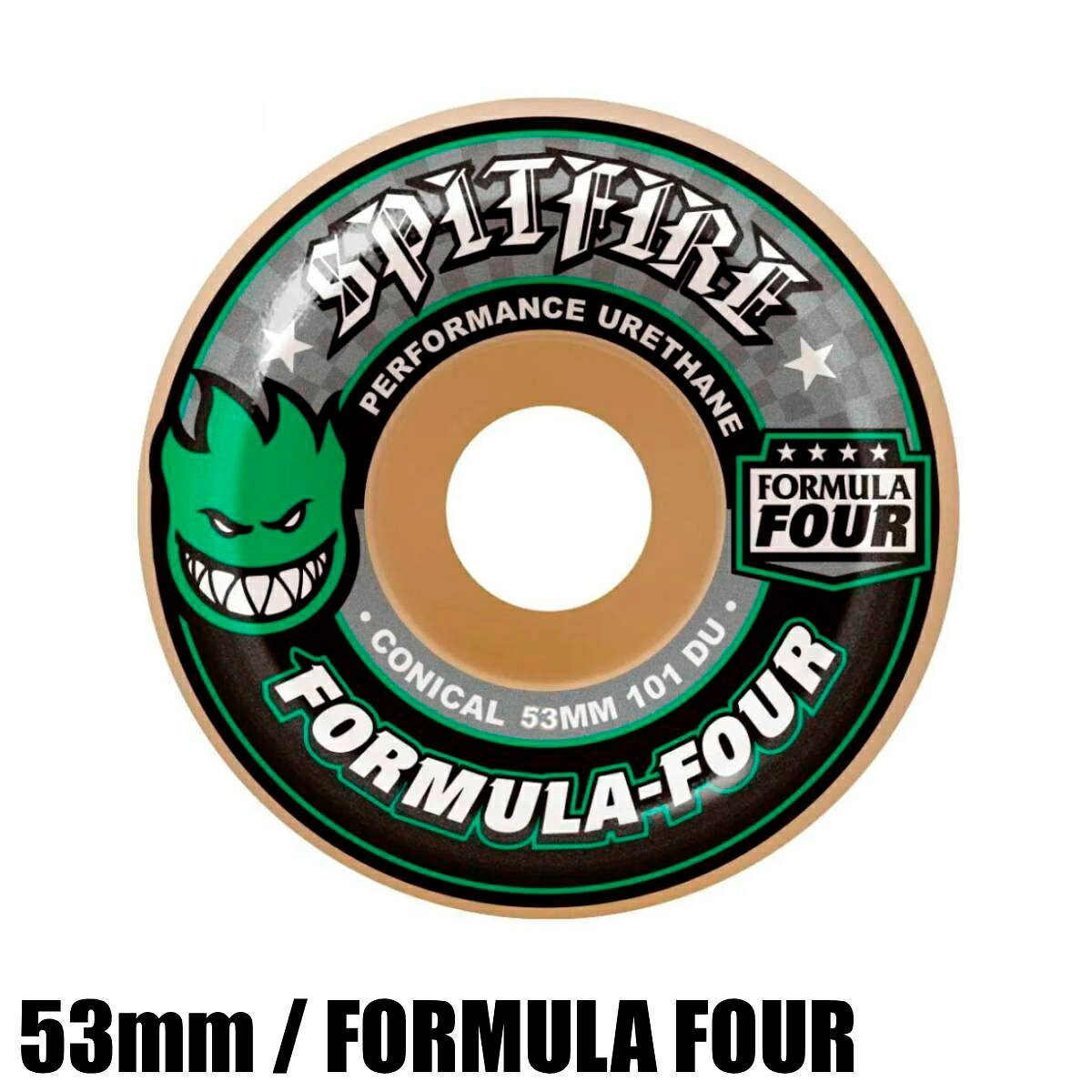SPITFIRE スピットファイア F4 101 DURO CONICAL GREEN PRINT 53mm スケートボード ウイール