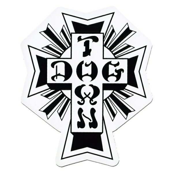 ドッグタウン DOGTOWN／CROSS LOGO WHITE/BLACK STICKER 10.1cm ステッカー