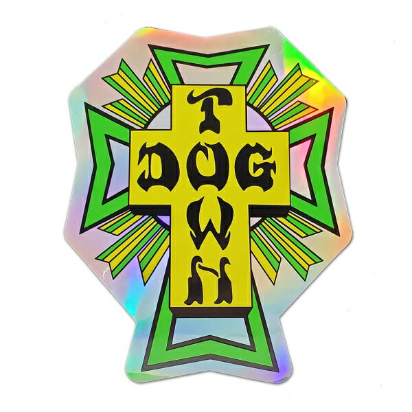 ドッグタウン DOGTOWN/CROSS LOGO ホログラフィック GREEN STICKER 10cm ステッカー