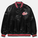 nt^HUF POP FLY SATIN BASEBALL JACKET (BLACK) LTCY WPbg