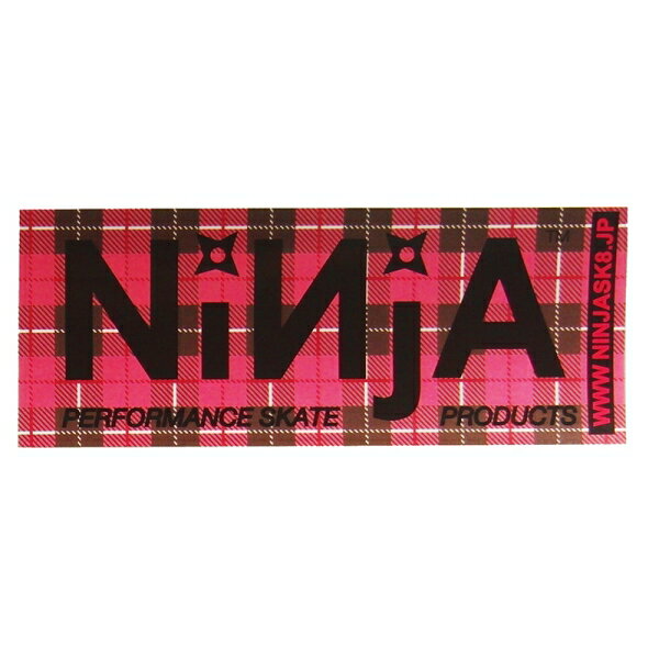 ニンジャ／NINJA ステッカー ( 大12.8cm×5cm ) ピンクチェック