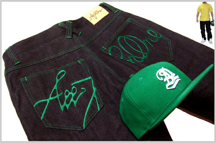 AFO ROWDY STRAIGHT FIT JEANS インディゴ・グリーン