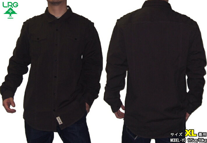 乐天商城 - 【LRG】 SO AMBITIOUS L/S WOVEN 【ブラック】（エルアールジー）【BIGサイズ/3XL〜/38インチ〜】長袖シャツ