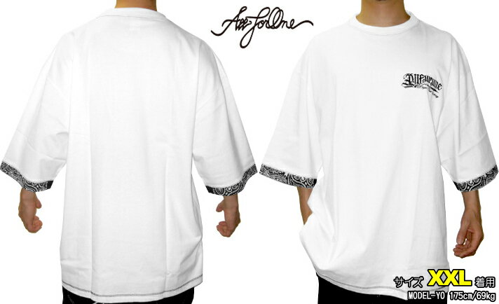 乐天商城 - AFO PAISLEY BANDANA T shirts 白【完全受注生産】ホワイト 半袖 バンダナ柄 Tシャツ ティーシャツ BIG SIZE ビッグサイズ 大きいサイズ
