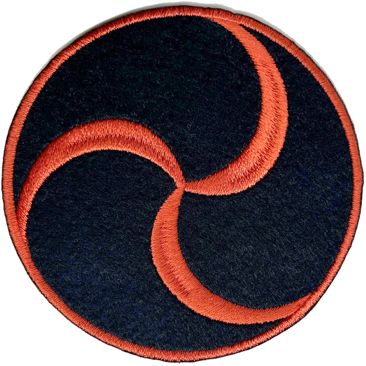 02　流れ左三つ巴（風神）渦巻 ワッペン アイロン接着 ハイゲージ ハイクオリティー カスタム 別注 特..