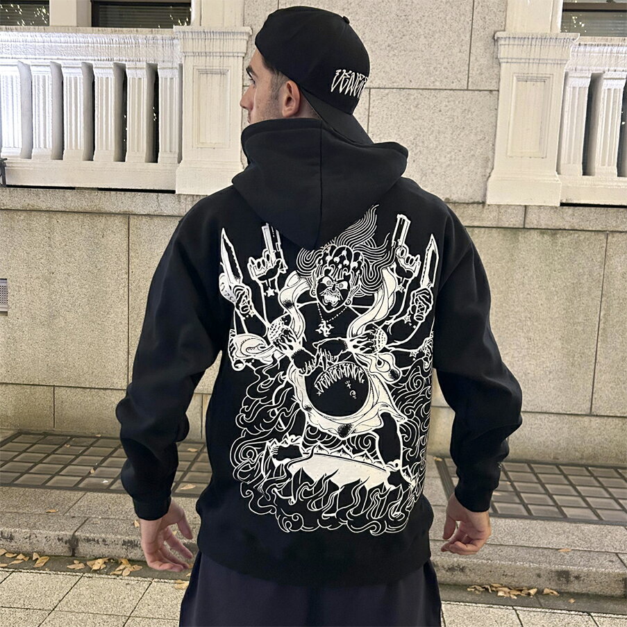 樂天商城 - 【AFO】asuLA PULL OVER HOODIE【BLACK】スウェット プルオーバー パーカー ウラ起毛 和柄 アシュラ 阿修羅