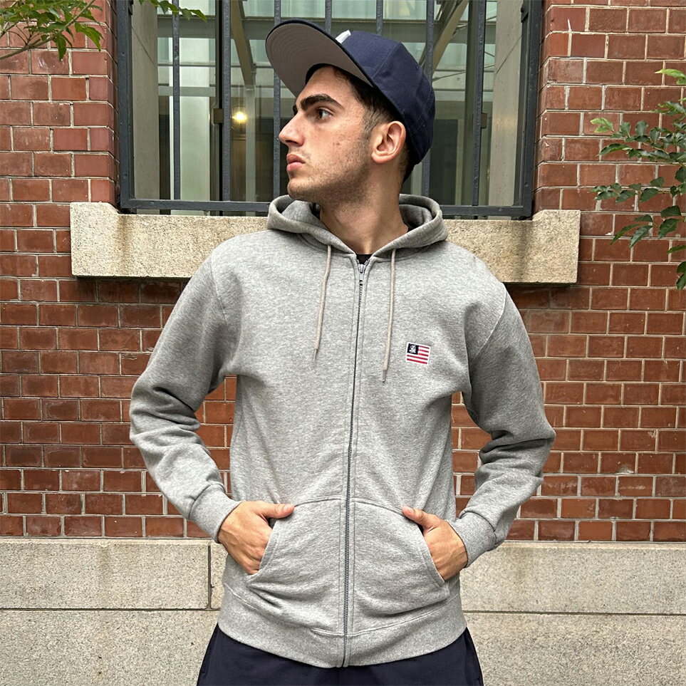 乐天商城 - AFO フラッグ ジップ パーカー / グレー 起毛 アメカジ 国旗 スウェットパーカー