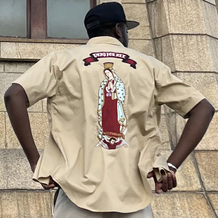 乐天商城 - 【AFO】PRAY FOR ALL MARIA S/S SHIRTS 半袖シャツ カーキ【完全受注生産】【ゆうパケット配送対象商品】