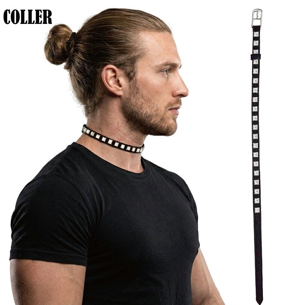 Square pyramid rivets STUDS LONG BELT COLLER / スタッズ 鋲 首輪 ロング ベルト カラー