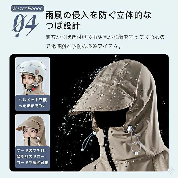 18冠 達成 レインコート 自転車 通学 通勤 リュック 対応 防災 キャンプ アウトドア バイク 用 安全 ロング 丈 レディース 視野 クリア allforone-10005807 オールフォーワン サンプル画像3