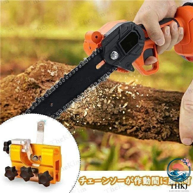 オールフォーワンのチェンソー 目立て機 研磨機 ヤスリ チェーン刃の目立て 鋸の目立て 刃研ぎ キット ハンドチェーングラインダー 片手 軽量 携帯用 木工｜アングル3