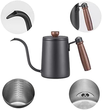 コーヒーポット 直火 コーヒーケトル 温度計付き コーヒードリップポット 600ml ド...
