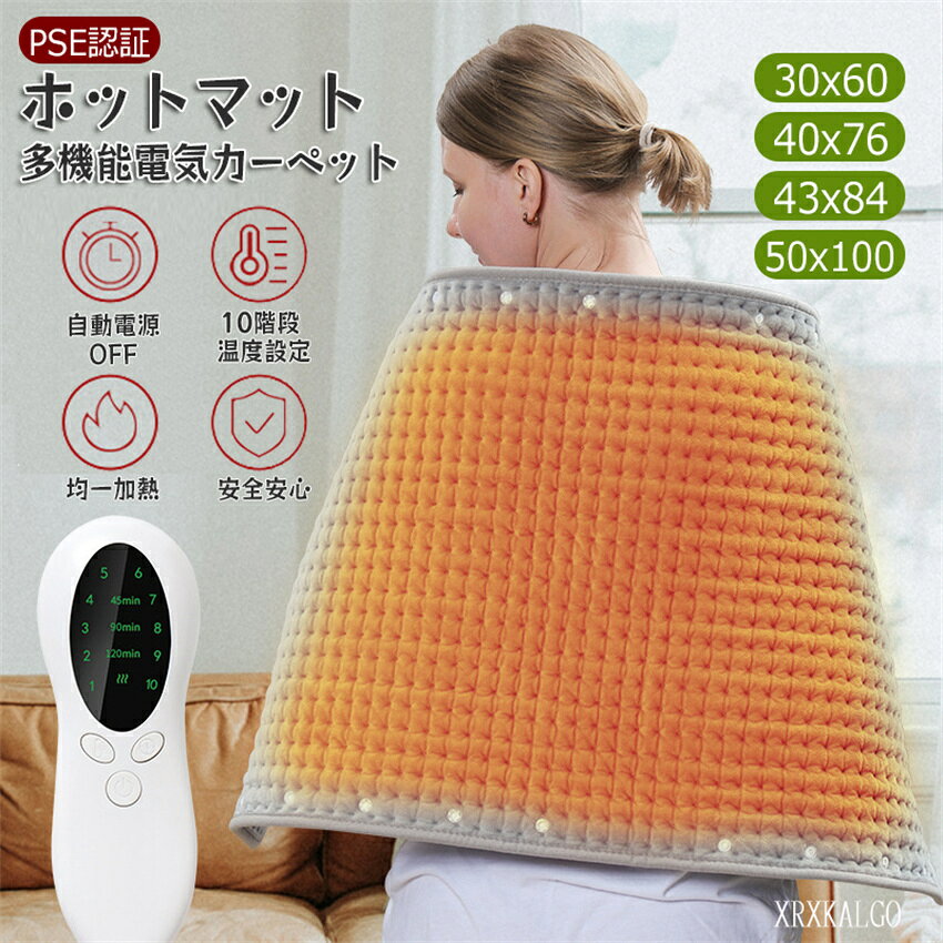 電気毛布 電気カーペット 10段温度調節 3段時間設定 30°C~70°C 電気足温器 加熱パッド 暖房器具 温熱パッド 洗える タイマー機能 過熱保護 冷え性...