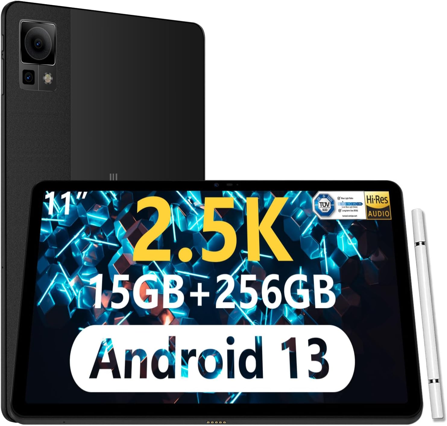 T30 Pro 11インチ Android タブレット Android 13 15GB(8+7GB 拡張)+256GB (2TB TF 拡張) Helio G99 8コアCPU 2.2Ghz、2.5K タブレット解像度1600×2560、SIMフリー 4G LTE、BT5.2+2.4G/5G WiFi、20MP+8MPカメラ、33W PD+8580mAhバッテリー (Black ブラック）