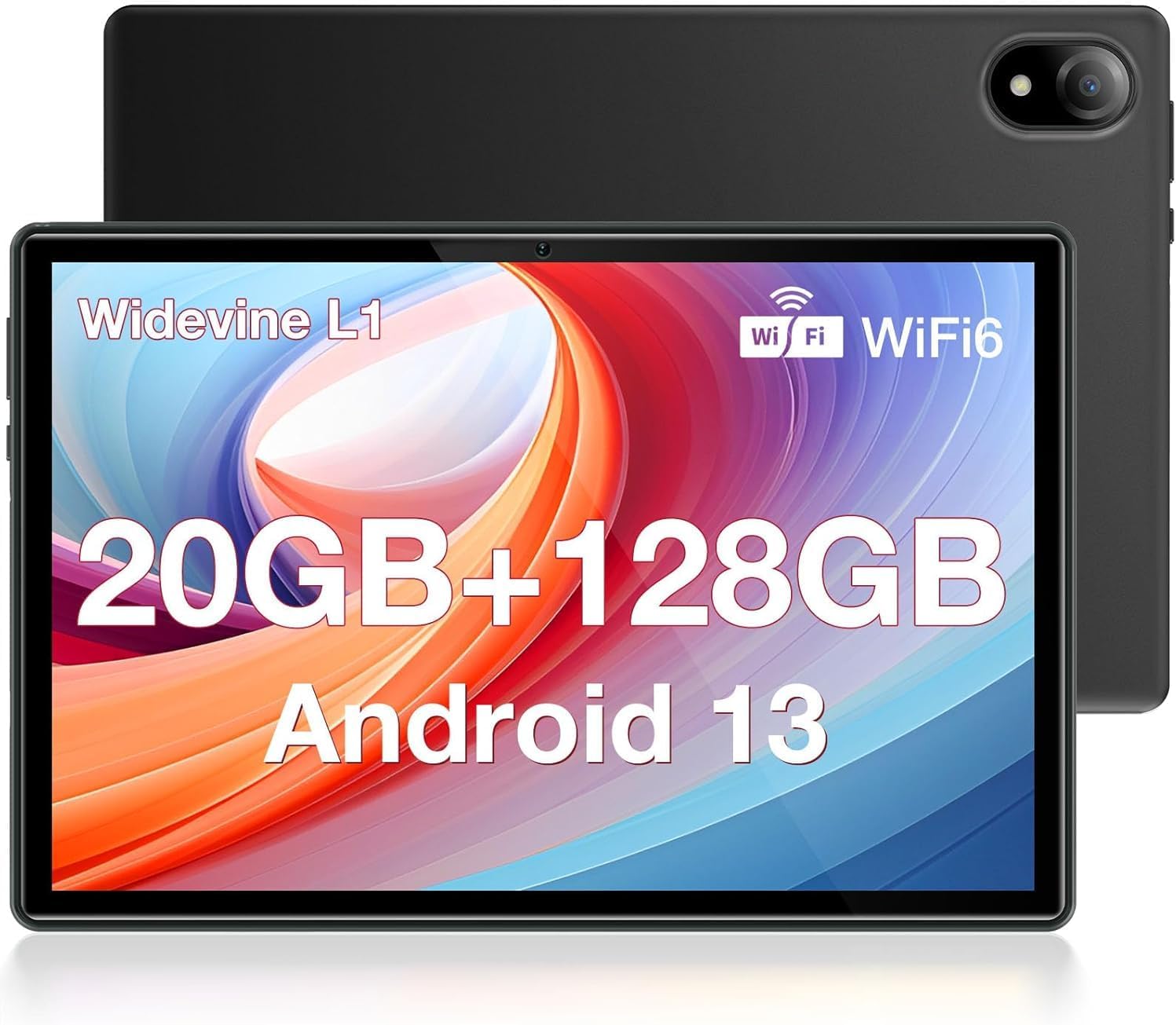 DOOGEE U10 PRO Android 13タブレット 10.1インチ、Widevine L1対応、4コアCPU 2.0GHz 1280x800解像度、20GB(8+12拡張) RAM、128GB ROM、1TB拡張可能、5060mAh、8MP/5MP 、WiFi6、Bluetooth5.0 顔認識+ワイヤ　Grey