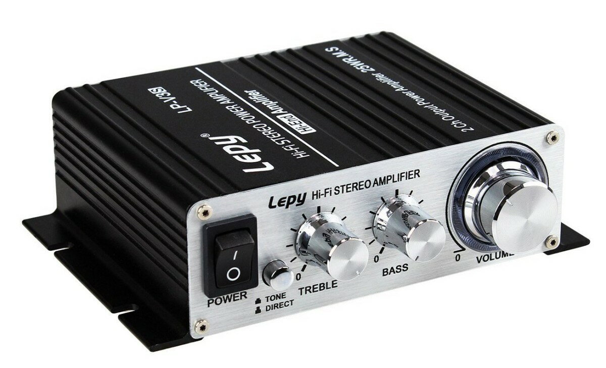 Lepy LP-V3S 25W*2 小型 アナログ オーディオ アンプ LPV3 ブラック/BLACK +【PSE規格】12V5Aアダプター付属 1294-05 