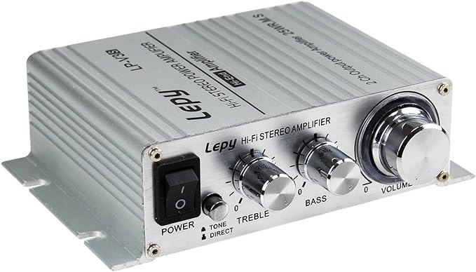 Lepy LP-V3S 25W*2 小型 アナログ オーディオ アンプ シルバー/Silver +【PSE規格】12V5Aアダプター付属 1294-06 
