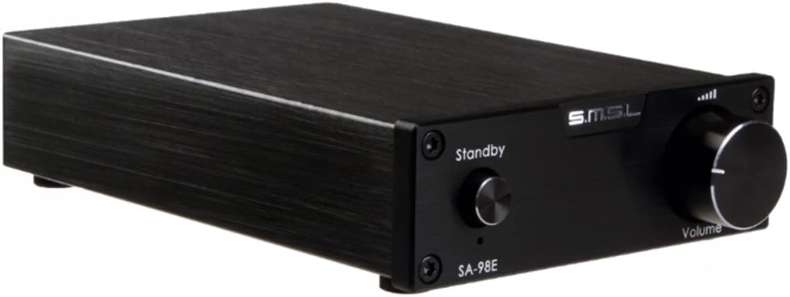 SMSL SA-98E 2 * 160W TDA7498アンプステレオデジタルアンプ+電源アダプタ トップHIFI (ブラック Black) SMSL SA-98E SA-98EはSTMicroelectronics社のTDA7498Eを搭載し、Panasonic(日本松下)EPCOS(ドイツ・シーメンス)ALPS(日本アルプス)RIFAEROなどの高レベルのHIFI部品による高品質デジタルオーディオアンプである。 TDA7498EはBTL出力回路のクラスDオーディオアンプチップであり、パワーフルな出力ショートとオーバーヒート・過負荷保護がついている。 効率は85％に達しているので、ハイパワーにあっても熱を多く出さなく、長時間稼働の場合に適応する。 仕様： 出力電力：（DC32V）160W/4Ω、THD= 10％; 入力レベル：2Vに400mVの チップ効率：85％ シャーシカラー：ブラック パネルカラー：ブラック ケース材質：アルミ シャーシ技術：描画、着色、酸化CNC加工 スクリーン印刷プロセス：レーザー彫刻 入力インタフェース：RCAソケット（金メッキ）ステレオ入力 電源:100-240ACV 回路プレート：1.6ミリメートル、2OZの浸漬ゴールド（オンス）の銅、最も高度な処理 機械サイズ：（突起部含む）168×98のX36ミリメートル 機械重量：包装と1.25キロ ※海外輸入品です。※デザインなど予告なく変更になることがございます。※動作などのサポートは行っておりません マシン構成： 1×SA-98E 1 x電源アダプター 1×マニュアルSMSL Amplifier (Black) SA98E