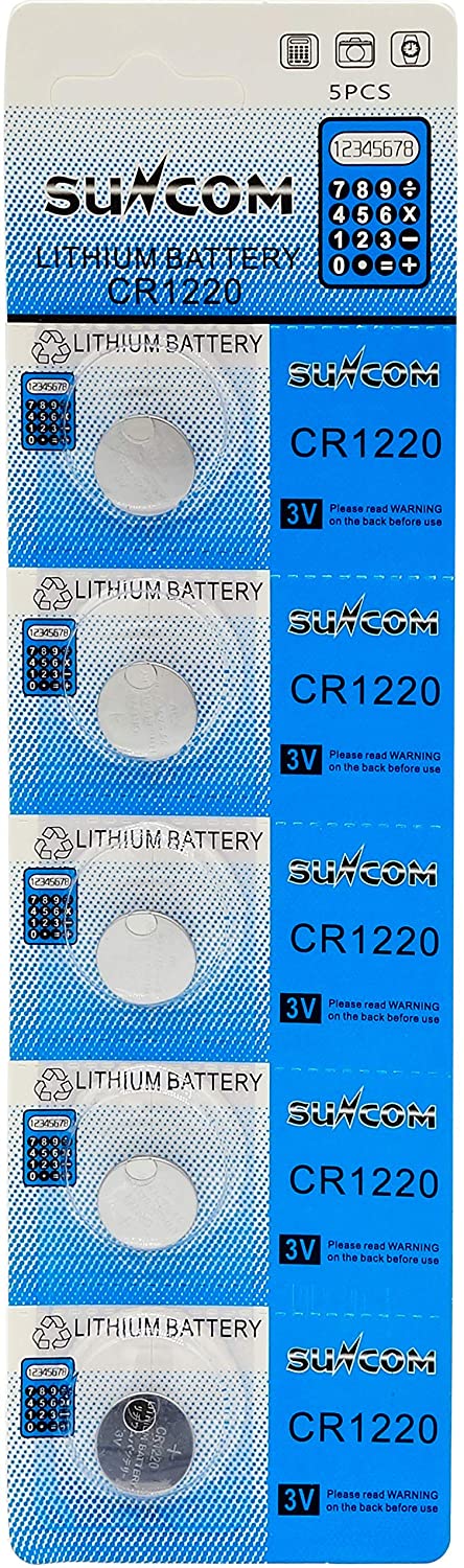 ★[U][定形 送料込][ボタン電池] SUNCOM リチウム電池 3V CR1220 1シート 電卓や時計携帯ゲーム機・カード型リモコンなど様々な用途に（3220-05)