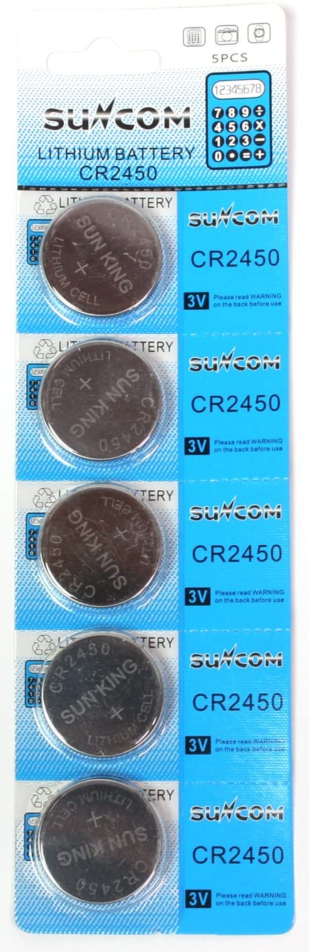 ボタン電池 Suncom CR2450 リチウムコイン 3V ボタン電池5個入×1シート （3223-05)Y