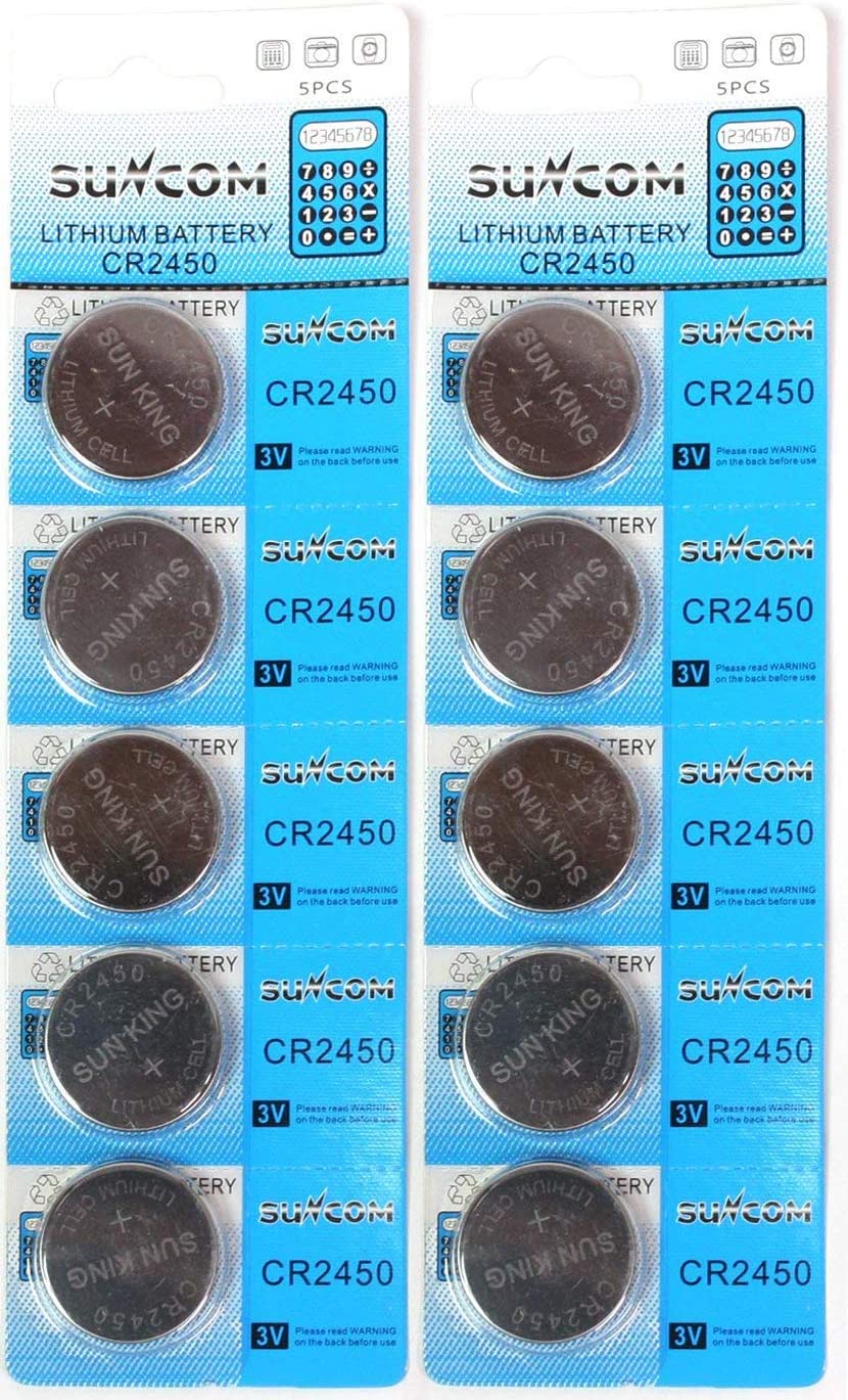 ボタン電池 Suncom CR2450 リチウムコイン 3V ボタン電池10個入×2シート （3223-10)