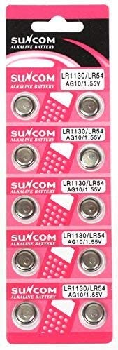 ボタン電池 SUNCOM LR1130／LR54／AG10 1.55V ボタン電池2個セット （3224-02)Y