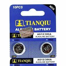 [ボタン電池] TIANQIU AG12ボタン電池 アルカリ LR43 CX186 386A 互換品 2個セット（4077-02)