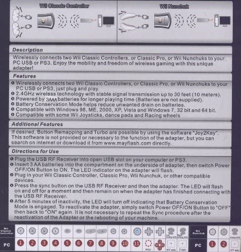 Wireless Wii Classic Controller to PC USB Adapter ( Wii���饷�å�������ȥ����顼���ϥ��饷�å����ץ�����Wii�̥���㥯�򤪼������PC��PS3��USB����³