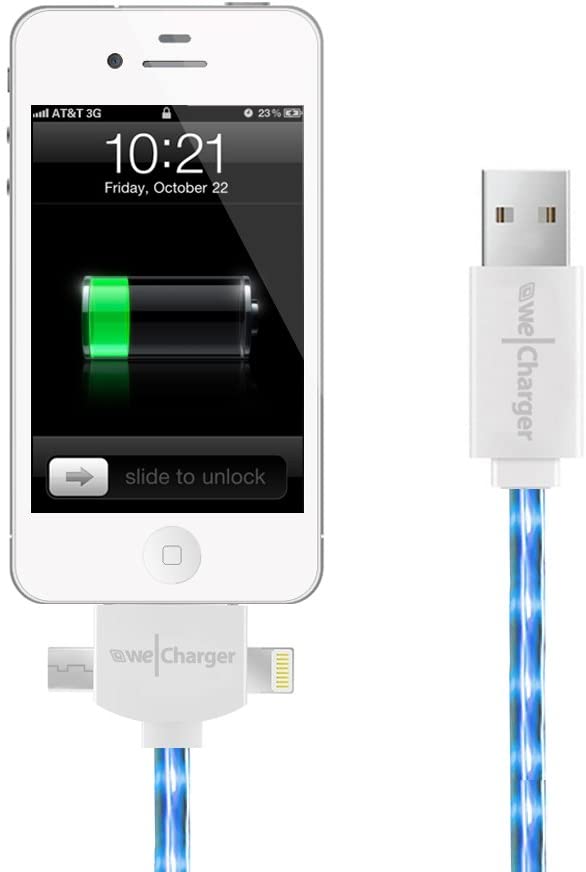 Wecharger 3台1役 ライトニング アップル30品 micro-USB 様々な種類のスマホがこれ1本で充電可能 3in1 USB 充電ケーブル(30ピン+8ピン+マイクロUSB) iPhone iPad iPad Mini android端末 ホワイト