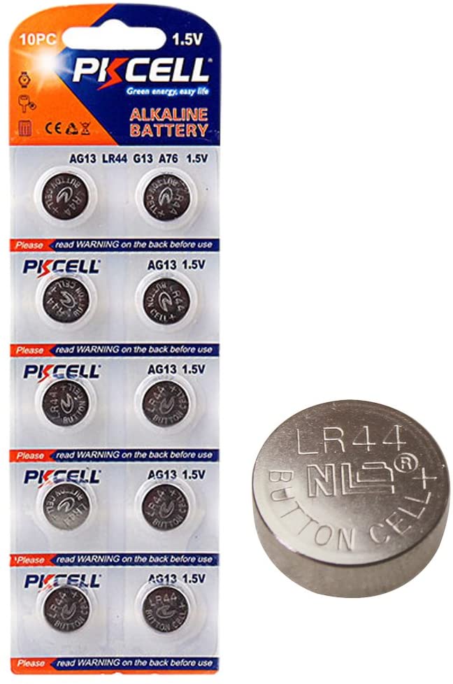 SR [定形 送料込][ボタン電池] PKCell LR44 AG13 G13 A76 357 1.5V ボタンコイン電池 1シート(計10個) （3787-10)