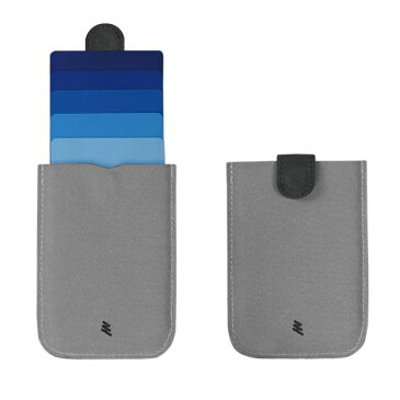 [ネコポス 送料込] 5枚収納 スライド式 カードケース DAX wallet Microfiber Leather 便利な 薄型 マグネットスナップ 合皮 小さい財布 (グレー ブルー) (4039-04)