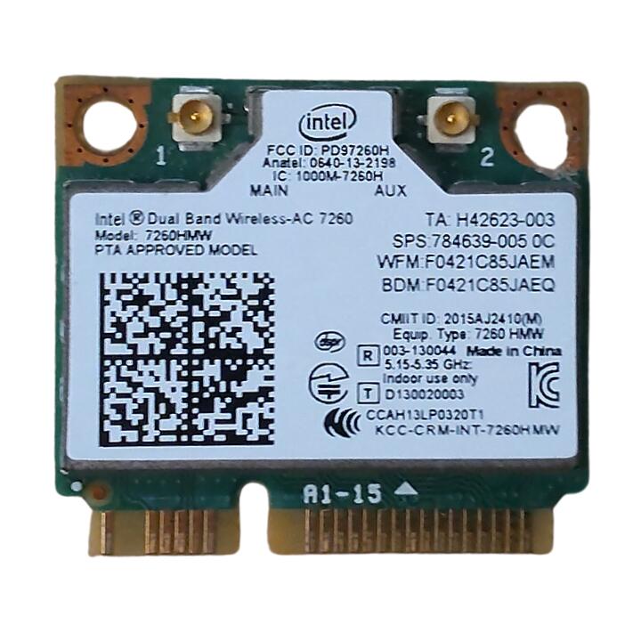 Intel Dual Band Wireless-AC 7260HMW 無線LANカード Bluetooth4.0 Wi-Fiカード mini PCIe ハーフサイズ IEEE802.11ac 最大867Mbps デュアルバンド 2.4GHz 5GHz ノートPC用 内蔵交換用