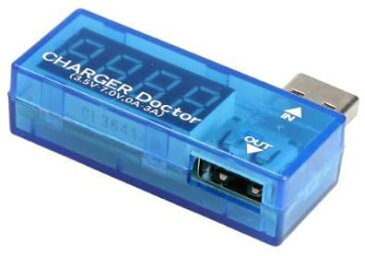 [ネコポス 送料込] デジタル USB電源チェッカー CHARGER Doctor 電圧・電流の測定値を交互に表示 (3.4V~7.0V，0A~3A)(at_2008-00)