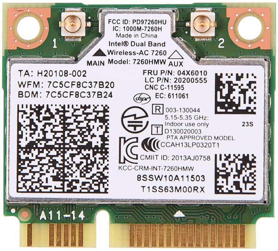 Broadcom Wireless Network Interface Card LenovoレノボThinkPad用 インテル7260AC 7260HMWデュアルバンド WiFiブルートゥース4.0 Wlanカード04X6010 2.4GHz / 5GHz デュアルバンドWiFi 最大…