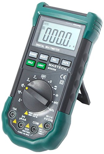 MASTECH MS8268 マルチテスター AC：750V / DC：1000V。AC/DC：10A。水力工学用。 重さ：400 g　 サイズ：195 × 92 × 55 mm セキュリティレベル：CE CAT II 1000V / CAT III 600V RoHS 4,000 カウント、AC/DC電圧電流測定、抵抗、静電容量、周波数、デューティ・サイクル測定、自動レンジ、自動シャットダウン、LCDディスプレー、バックライト、データホールド、音と光のアラーム、相対測定、ダイオードテスト、三極管hFE、導通テスト、ローバッテリーインジケーター。 測定： 直流電圧(V)：400mV/4V/40V/400V 1000V 交流電圧(V)：400mV 4V/40V/400V 750V 直流電流 (A)： 400μA/4000μA/40mA/400mA 10A 交流電流(A)： 400μA/4000μA/40mA/400mA 10A 抵抗： 400Ω/4KΩ/40KΩ/400KΩ/4MΩ 40MΩ 静電容量： 4nF 40nF/400nF/4μF/40μF/200μF 周波数：0~200kHz/ デューティサイクル：5%~95% 特殊機能 デジタル：4,000 カウント 自動レンジ 自動シャットダウン LCDディスプレー 音と光のアラーム：不適切な入力端子が挿入されると、警告が発行されます。 相対測定：データホールド ダイオードテスト：1.5V 三極管hFE：0~1000 導通（ビープ音）：＜50Ω ※海外輸入品です。 ※デザインなど予告なく変更になることがございます。Mastech Digital Multimeter MS8268