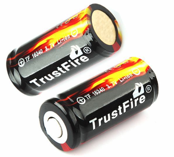 バッテリー TrustFire 16340型 2本セットリチウム電池用 バッテリー16340 880mAh （1640-02）