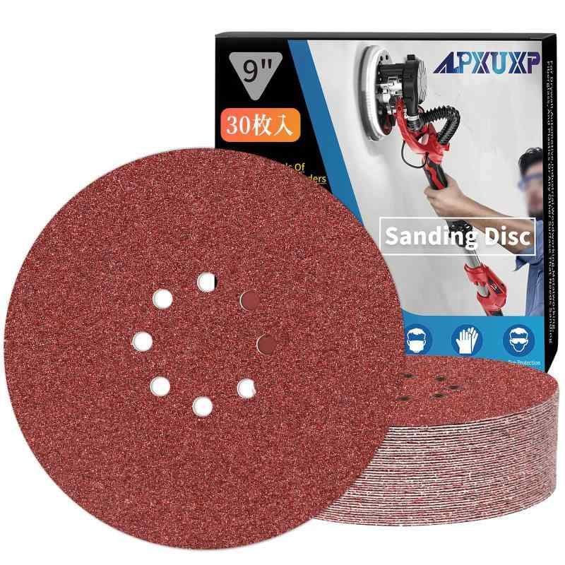 IROKCAKPT サンディングディスク 225mm 8穴 丸型 ディスクペーパー 30枚入セット サンディングペーパー(#40・#60・#80・#120・#150・#240×各5枚)電動サンダー用サンドペーパー,木工DIY作業に 金属磨き