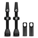 Thinvik チューブレスバルブ 仏式 チューブレス対応リム用 48mm 70mm 85mm 超軽量 アルミ合金 耐久防錆 2本セット (アルミニウム合金バルブキャップ付) + コア外しツール付き (48mm ブラック)