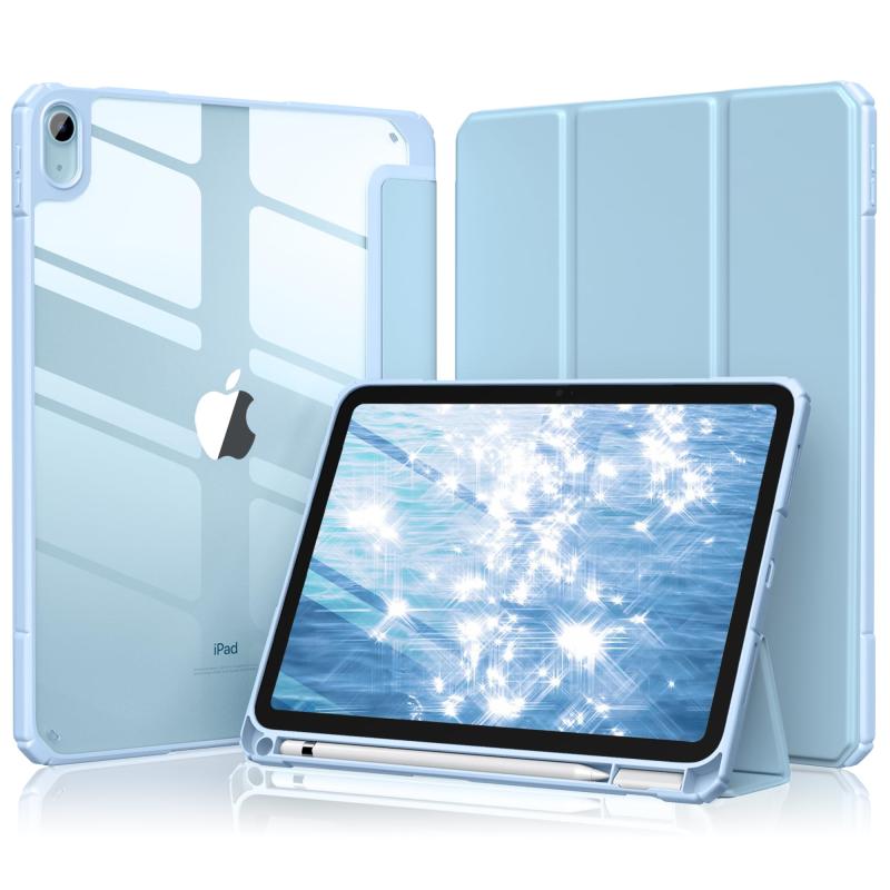 【Maledan】対応iPad a16 ケース - 11インチ 2026新型 三つ折りスタンド 薄型 ペンシル収納 軽薄 軽量 DIY透明 オートスリープ機能対応 耐衝撃 対応iPad A16 ケース アジサイ