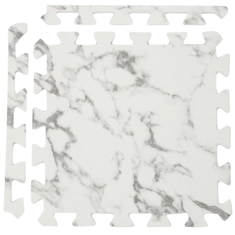 ユノックス ジョイントマット 大理石柄 【裏面抗菌加工】 約30×30×厚さ1cm 9枚セット フチ付き 水洗いOK 床暖房対応 床保護 キズ防止 防音 振動吸収 断熱 床材