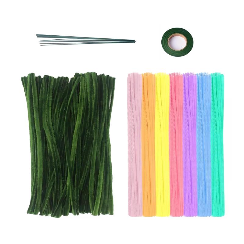 KDSSYFT 手芸モール 300本 曲げ可能 カラーモール 造形材料 手作り 花束 ポピー 小花 ぬいぐるみ造花 手芸用 母の日 バレンタインデー 誕生日 贈...