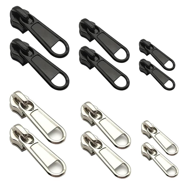 ジッパー引き手 ファスナー 12個セット 3サイズ2色 引き手 取り外し可能で再利用可能なジッパー交換ス..