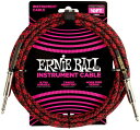 【正規品】 ERNIE BALL 6394 楽器用シールドケーブル 10フィート BRAIDED INSTRUMENT CABLE 3.05m レッド・ブラック