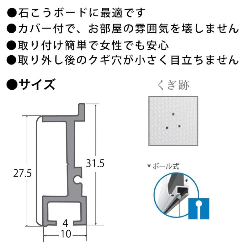 福井金属工芸 　レールサン　ピクチャーレール　壁面用　L＝100cm　BWセット　WRS－100BW WRS-100BW allinstore-10103600 オールインストア サンプル画像3