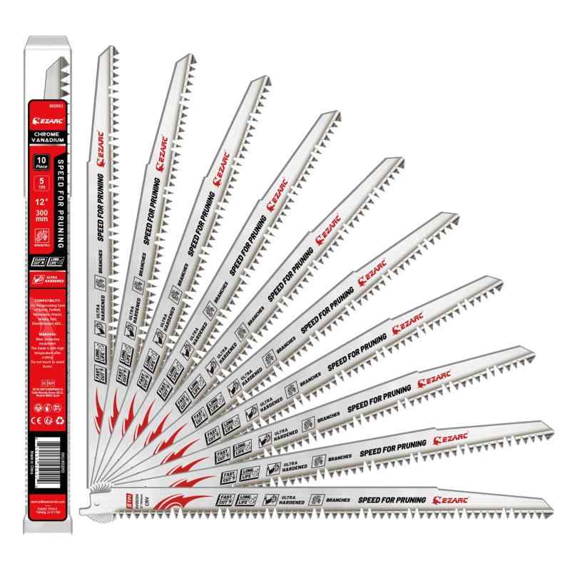 EZARC(イザーク) レシプロソー替刃 生木用 全長300mm 5山 クロムバナジウム鋼 衝擊燒入 長寿命 生木の..