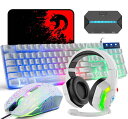 Mamba snakeゲーミングキーボードマウスヘッドホンコンバーターセット USBメンブレン式 有線 防水多機能マルチメディアキー 2400DPI調整なマウス 6つのボタン マウスパッド付き ゲーミングヘッ(2)