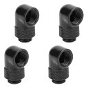 Molltek 4個入りコンピューター水冷圧縮継手 G1/4"チューブ用チューブコネクタ90°回転ジョイントエルボ 水冷フィッティング 黄銅製 超耐久性 (ブラック)(3)
