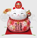 薬師窯(yakushigama) 彩耀必勝だるま招き猫(福桜・大)(貯金箱) 【7686】 運気アップ 風水 置物 インテリア 猫 ねこ ネコ 白 サイズ:高さ14.5(cm)