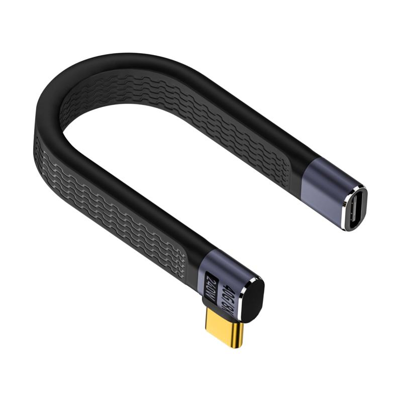 Poyiccot USB Type C 延長ケーブル L字型 短い、USB4 延長ケーブル L字【40Gbps &amp; 240W &amp; 8K@60Hz 】USB C L字型 48V/5A充電電力 タイプC 延長コード Thunderbolt 4