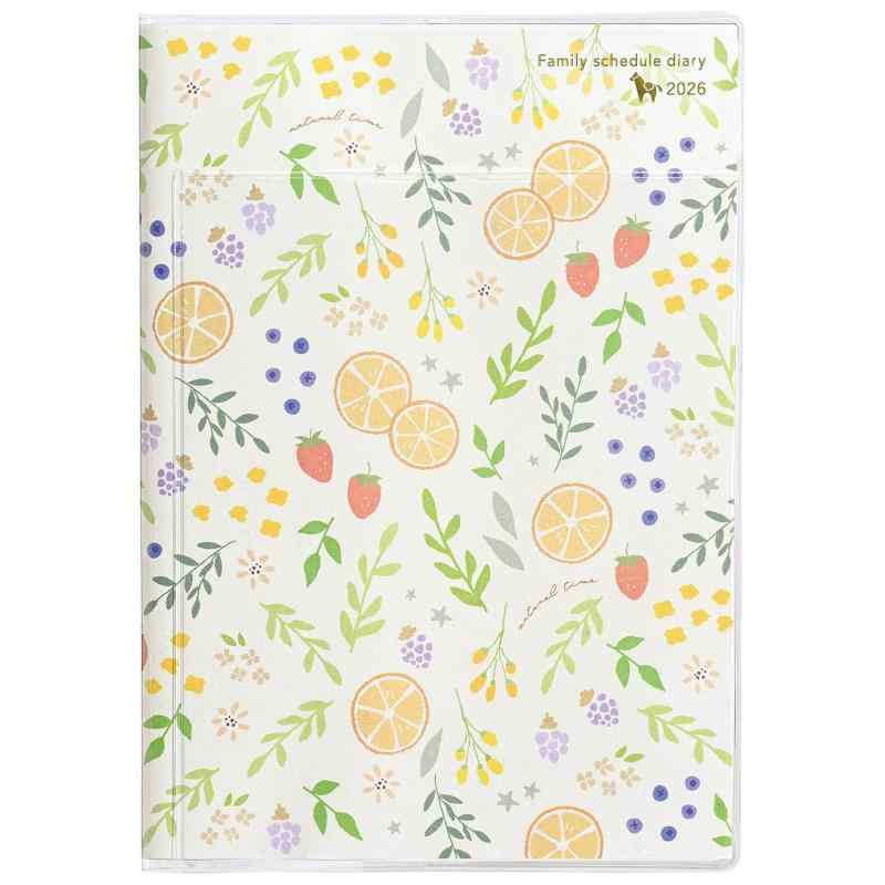クツワ 手帳 家族手帳 2026年 A5 マンスリー 日曜始まり ボタニカルフルーツ 136SHB 2025年12月始まり